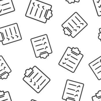 Document checklist icon in flat style. Report vector illustration on white isolated background. Paper sheet seamless pattern business concept.