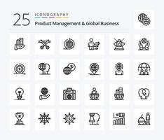 Product Managment And Global Business 25 Line icon pack including modern. business. global business. modern. business vector