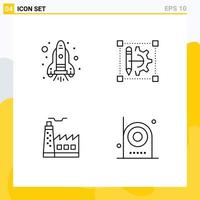 4 User Interface Line Pack of modern Signs and Symbols of flame factory pencil printer industrey Editable Vector Design Elements