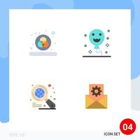 Group of 4 Modern Flat Icons Set for color data balloons globe data management Editable Vector Design Elements