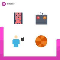 Group of 4 Modern Flat Icons Set for disk energy solid charge body Editable Vector Design Elements