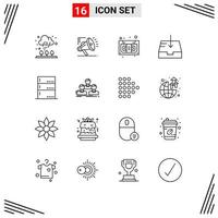 Set of 16 Vector Outlines on Grid for devices admin audio receive mail Editable Vector Design Elements