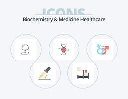 bioquímica y medicina cuidado de la salud paquete de iconos planos 5 diseño de iconos. masculino. hueso. médico. médico. anuncio vector
