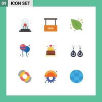 9 Thematic Vector Flat Colors and Editable Symbols of love american salon fly bloon Editable Vector Design Elements