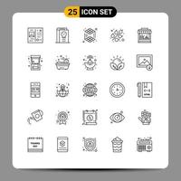 Mobile Interface Line Set of 25 Pictograms of park shop legend wheat cereal Editable Vector Design Elements