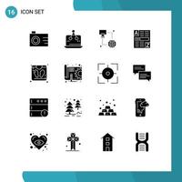 Pictogram Set of 16 Simple Solid Glyphs of scale internet internet code browser Editable Vector Design Elements