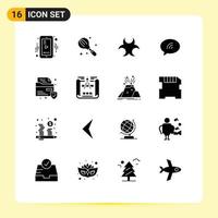 Universal Icon Symbols Group of 16 Modern Solid Glyphs of file chating mixer chat science Editable Vector Design Elements