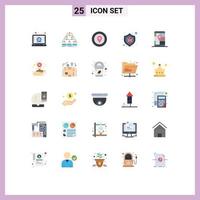 Set of 25 Modern UI Icons Symbols Signs for app protect meeting bug star Editable Vector Design Elements