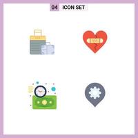 4 Flat Icon concept for Websites Mobile and Apps luggage budget estimate hotel forgiveness money Editable Vector Design Elements