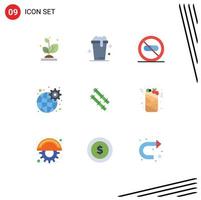 paquete de iconos vectoriales de 9 líneas y símbolos para el cuidado de la red de bambú elementos de diseño vectorial editables médicos globales vector