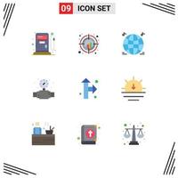 Set of 9 Modern UI Icons Symbols Signs for right up direction world plumbing mechanical Editable Vector Design Elements