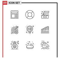 9 Creative Icons Modern Signs and Symbols of pr wrong consulting target miss Editable Vector Design Elements