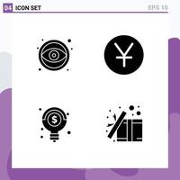 User Interface Pack of 4 Basic Solid Glyphs of design money tool yen gift Editable Vector Design Elements