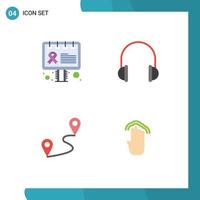 Pack of 4 creative Flat Icons of advertisement location sign headset route Editable Vector Design Elements