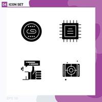 Set of 4 Modern UI Icons Symbols Signs for engine hand optimization chipset marketing Editable Vector Design Elements