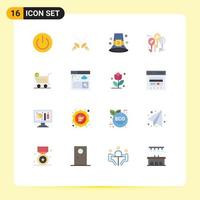 Pictogram Set of 16 Simple Flat Colors of retail multimedia event music pilgrim Editable Pack of Creative Vector Design Elements