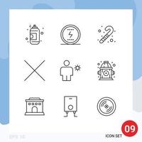 User Interface Pack of 9 Basic Outlines of summer body social avatar close Editable Vector Design Elements