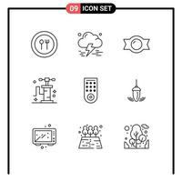 Stock Vector Icon Pack of 9 Line Signs and Symbols for sinker remote bonbon control transport Editable Vector Design Elements