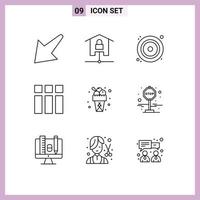 Outline Pack of 9 Universal Symbols of meal layout cd image collage Editable Vector Design Elements