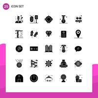 25 Universal Solid Glyphs Set for Web and Mobile Applications construction education diving book lab Editable Vector Design Elements