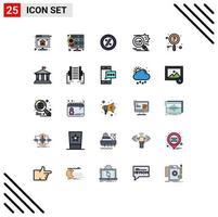 Mobile Interface Filled line Flat Color Set of 25 Pictograms of research security ecommerce secure search Editable Vector Design Elements