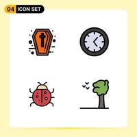 Mobile Interface Filledline Flat Color Set of 4 Pictograms of sign nature holidays cute arbor Editable Vector Design Elements