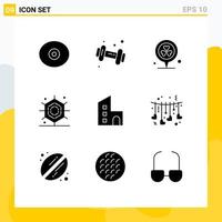 Set of 9 Modern UI Icons Symbols Signs for modern building location apartment holidays Editable Vector Design Elements