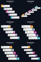 Vector 6 Infographics Pack Presentation slide template 5 Steps cycle diagrams and timelines