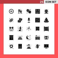 25 Universal Solid Glyphs Set for Web and Mobile Applications location center day web design Editable Vector Design Elements