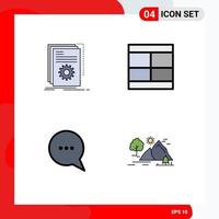 Filledline Flat Color Pack of 4 Universal Symbols of app layout program design comment Editable Vector Design Elements