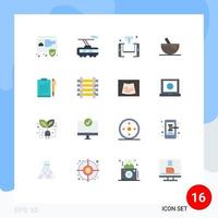 Set of 16 Modern UI Icons Symbols Signs for document food mobile bowl smartphone Editable Pack of Creative Vector Design Elements