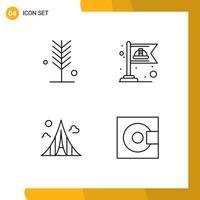 Stock Vector Icon Pack of 4 Line Signs and Symbols for eco building summer flag estate Editable Vector Design Elements