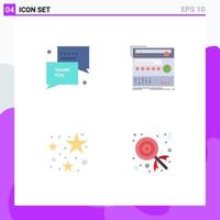 Group of 4 Modern Flat Icons Set for thank birthday sms module party Editable Vector Design Elements