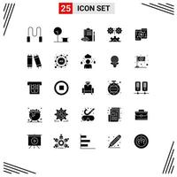 Universal Icon Symbols Group of 25 Modern Solid Glyphs of mobile mechanization backlog engineering science applied science Editable Vector Design Elements
