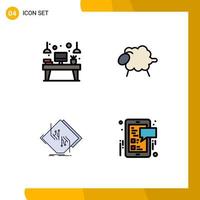 4 User Interface Filledline Flat Color Pack of modern Signs and Symbols of desk board device sheep circuit Editable Vector Design Elements