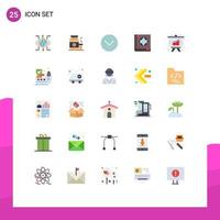 Pictogram Set of 25 Simple Flat Colors of analysis magic supplement esoteric multimedia Editable Vector Design Elements