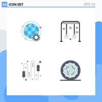 4 Universal Flat Icon Signs Symbols of connected swing globe park cable Editable Vector Design Elements