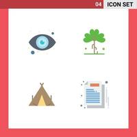 4 Universal Flat Icons Set for Web and Mobile Applications eye tent clover irish spring Editable Vector Design Elements