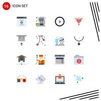 Group of 16 Modern Flat Colors Set for cherries credit card interface atm wings Editable Pack of Creative Vector Design Elements