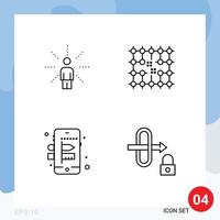 4 User Interface Line Pack of modern Signs and Symbols of awareness material perception connection creative Editable Vector Design Elements
