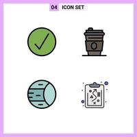 4 Creative Icons Modern Signs and Symbols of success space multimedia drink clipboard Editable Vector Design Elements