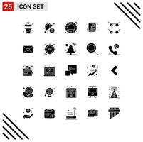 Set of 25 Modern UI Icons Symbols Signs for sign library liver book wheel Editable Vector Design Elements