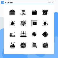 Mobile Interface Solid Glyph Set of 16 Pictograms of tshirt design furniture branding year Editable Vector Design Elements