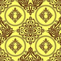 seamless graphic pattern, tile with abstract geometric brown ornament on yellow background, texture, design photo