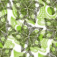 seamless black and green pattern of abstract decorative elements on white background, texture, design photo