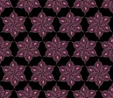 seamless symmetrical pattern of abstract pink graphic elements on a black background, texture, design photo