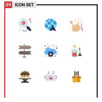 Pictogram Set of 9 Simple Flat Colors of key digital marketing wifi cloud Editable Vector Design Elements