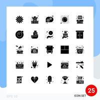 25 Solid Glyph concept for Websites Mobile and Apps item box technical help book sunlight Editable Vector Design Elements