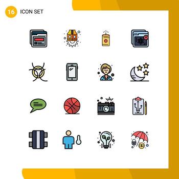 Pictogram Set of 16 Simple Flat Color Filled Lines of danger education candle learning e Editable Creative Vector Design Elements