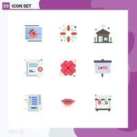 User Interface Pack of 9 Basic Flat Colors of transfer protection house file wifi Editable Vector Design Elements